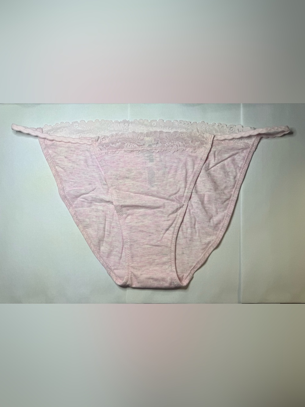 Victoria's Secret Pink Pale Pink Lace-Trim Bikini Briefs Large